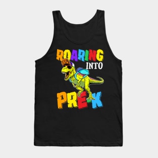 Roaring Into Pre-k Dinosaur Back To School Tank Top